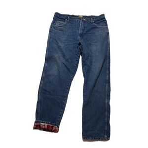 Cabelas straight leg flannel lined denim jeans 5 pocket 36x34